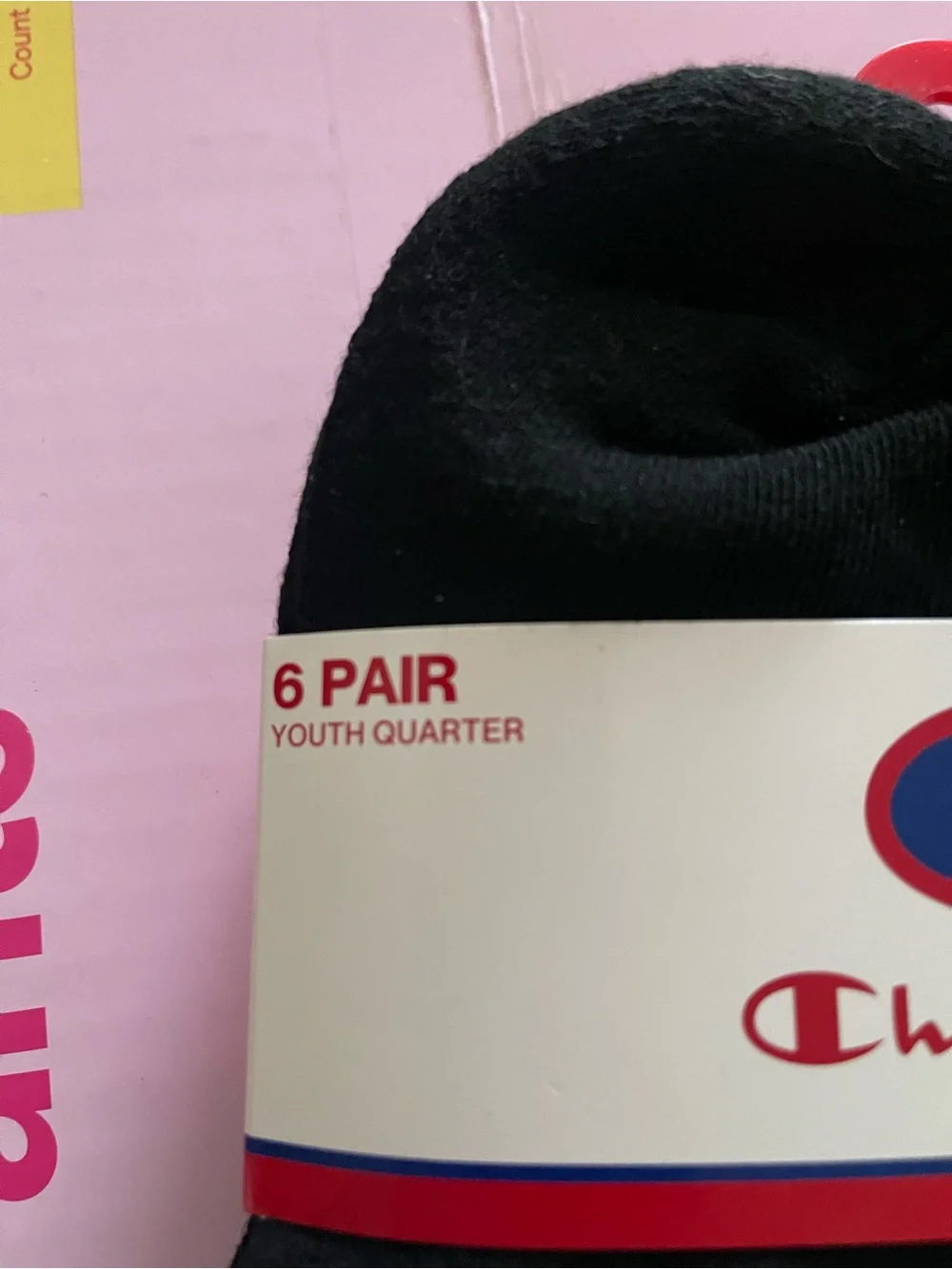 Champion Black Kids Crew Socks with Logo - 6 Pack